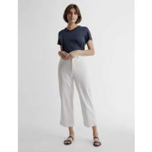 Organic Stretch Cotton Twill Wide-Leg Crop Ivory Pant 29